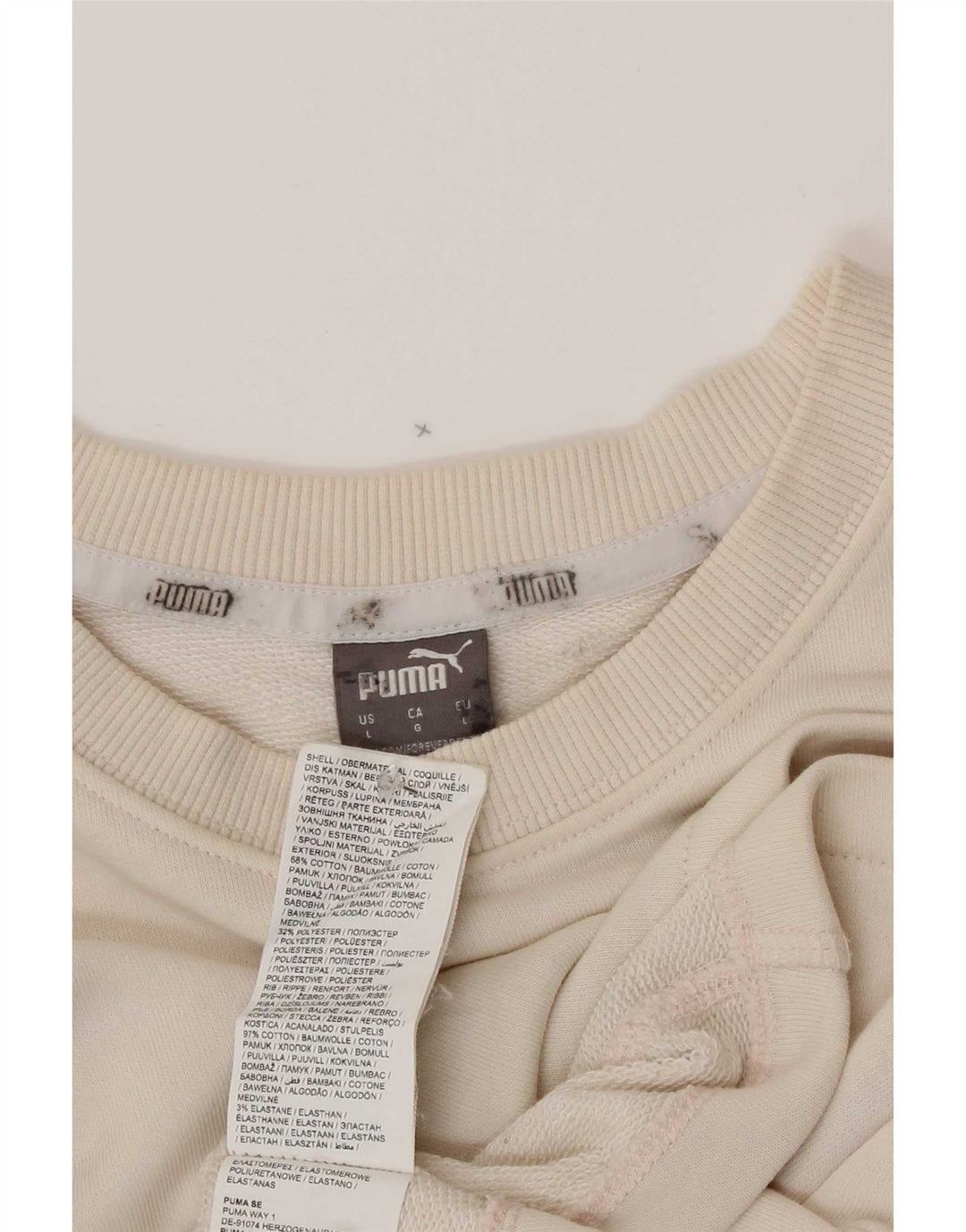 Felpa da donna con grafica corta oversize Puma da donna, taglia UK 16, taglia grande, beige
