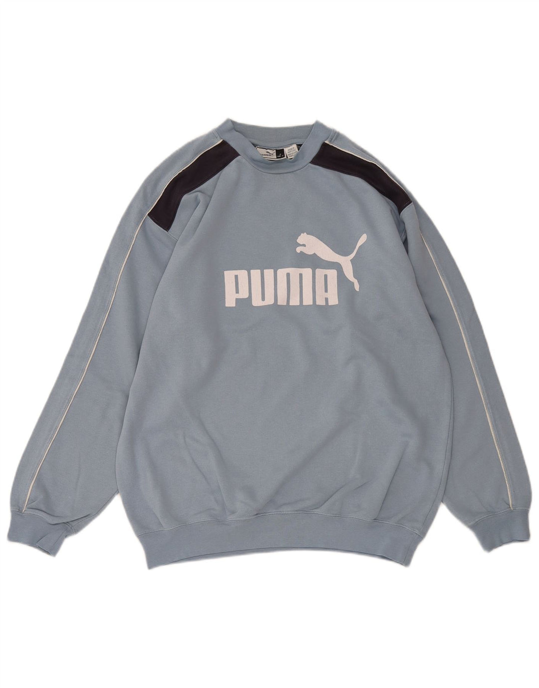 PUMA Mens Graphic Sweatshirt Jumper Small Blue Colourblock