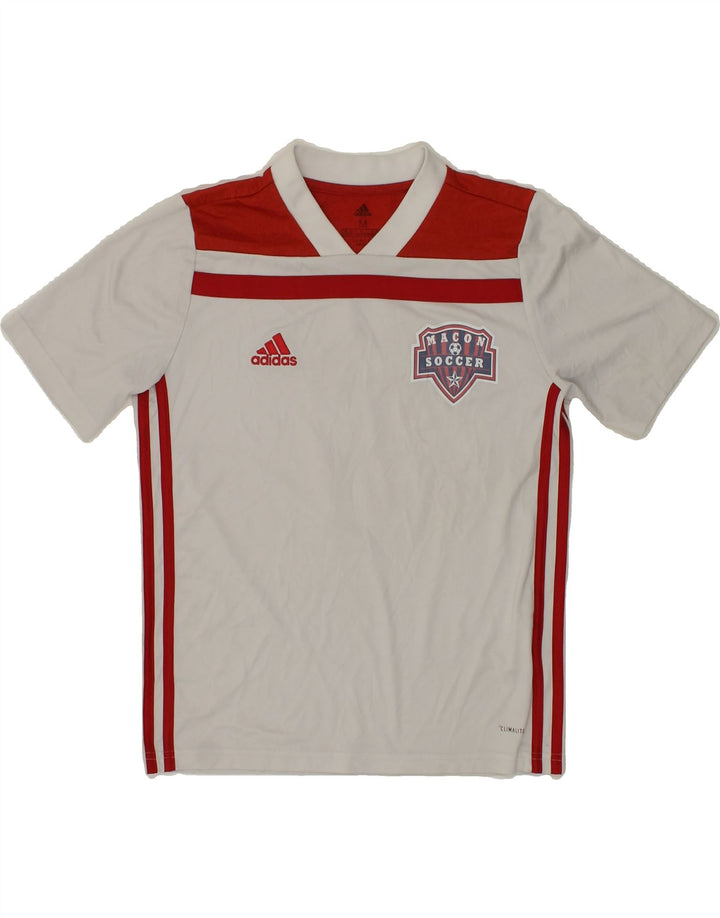 ADIDAS Boys Climalite Graphic T-Shirt Top 11-12 Years Medium  White Vintage Adidas and Second-Hand Adidas from Messina Hembry 