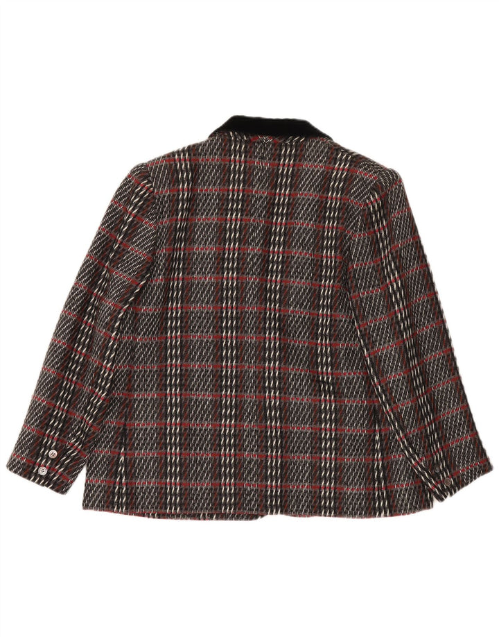 Giacca blazer vintage da donna a 1 bottone UK 14 grande plaid multicolore