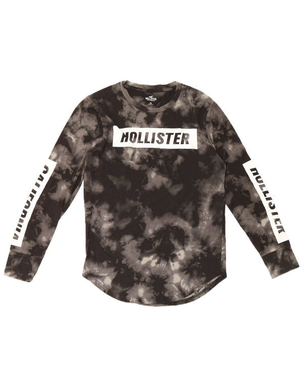 Hollister Mens Graphic Top Long Sleeve XS Black Tie Dye Cotton