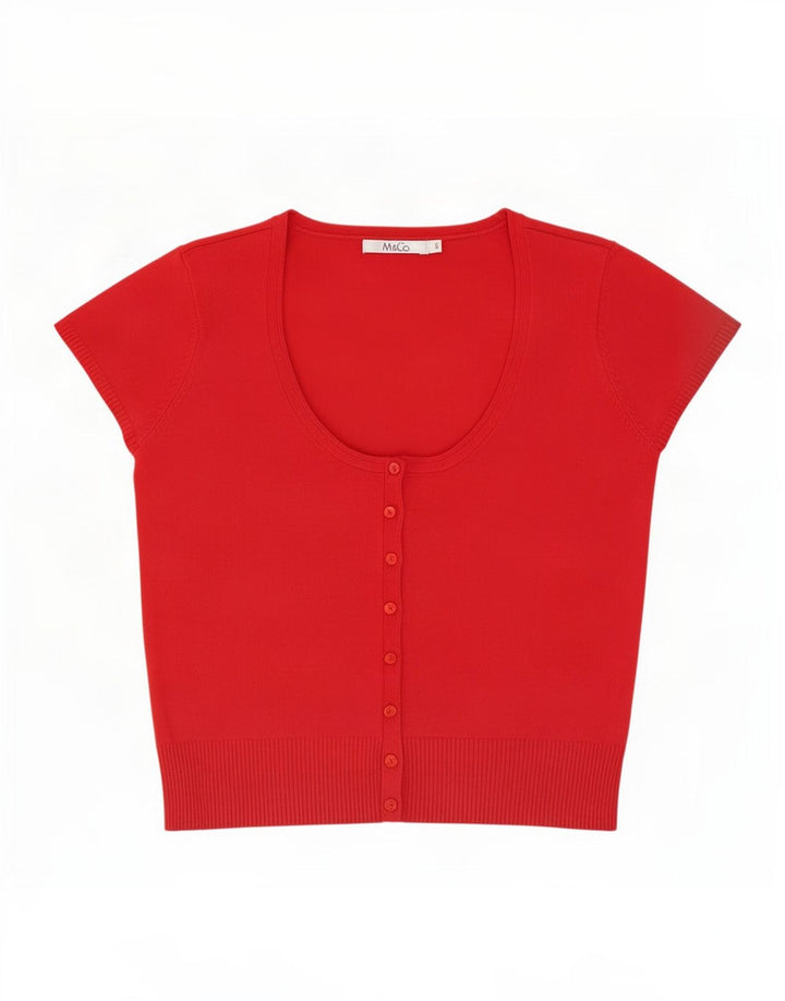 Blusa feminina de manga curta M&Co UK 10 poliéster vermelho pequeno