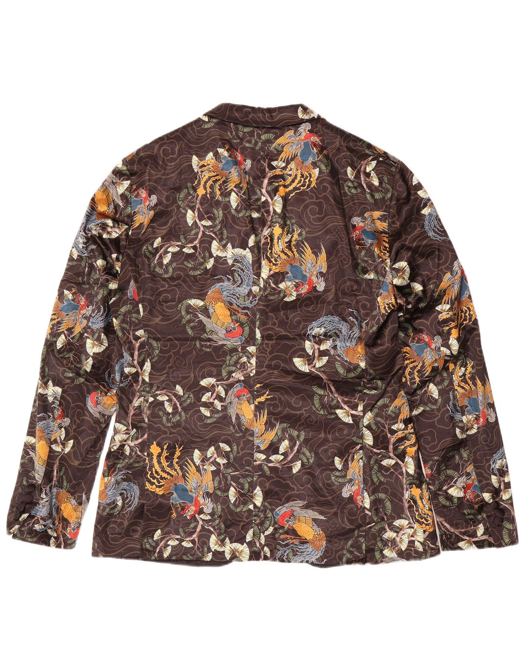 Zara Mens 2 Button Blazer Jacket EU 52 Large Brown Floral Polyester