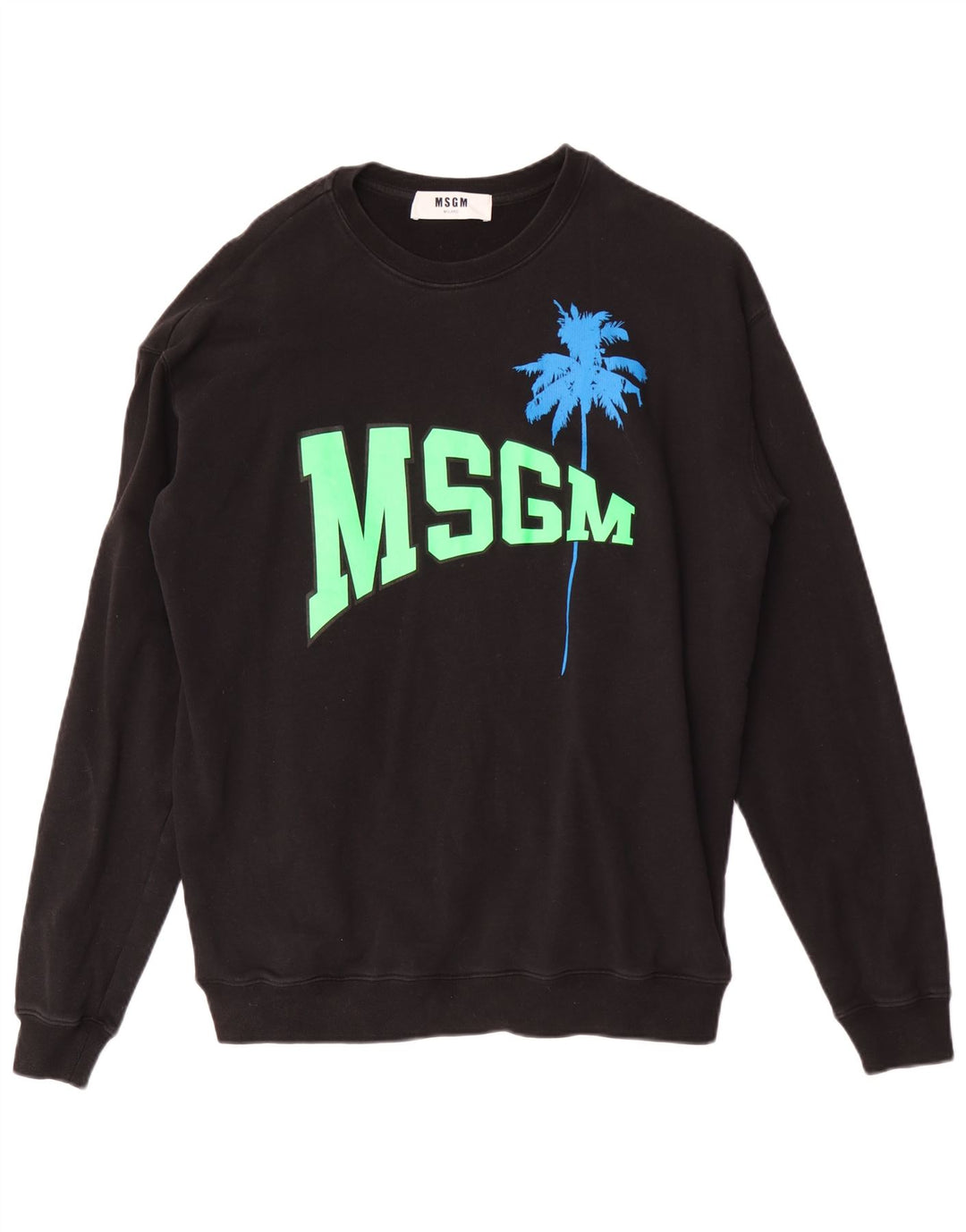MSGM Mens Milano Graphic Sweatshirt Jumper Large Black Cotton