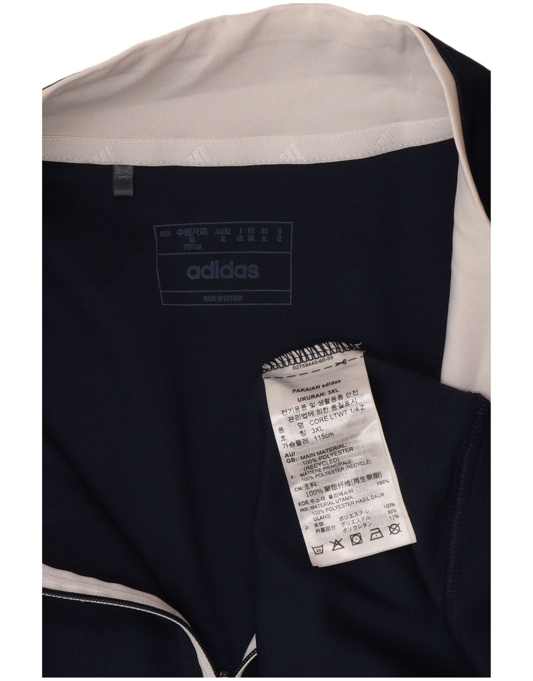 Adidas Mens Zip Neck Sweatshirt Jumper XL Navy Blue Polyester