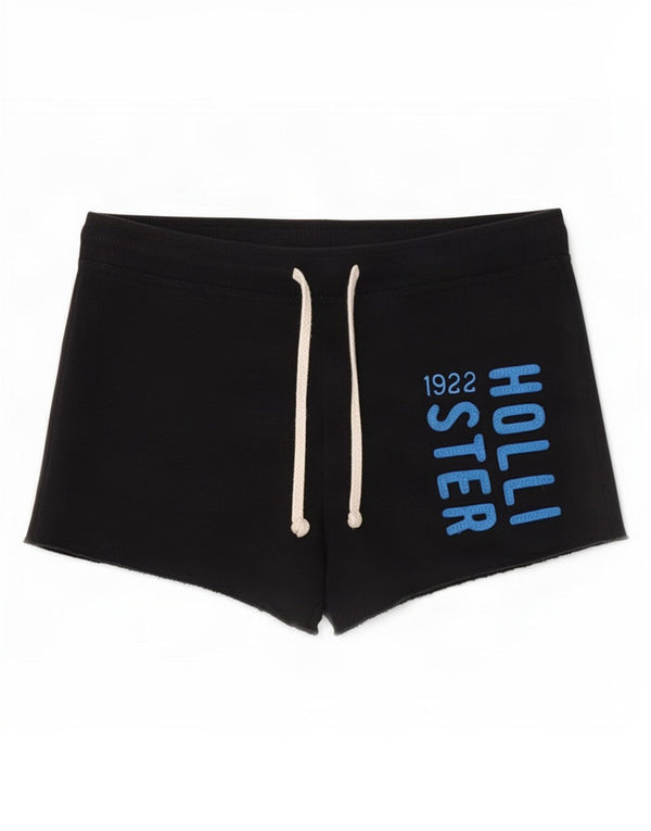 Hollister Womens Graphic Sport Shorts UK 6 XS Black Cotton