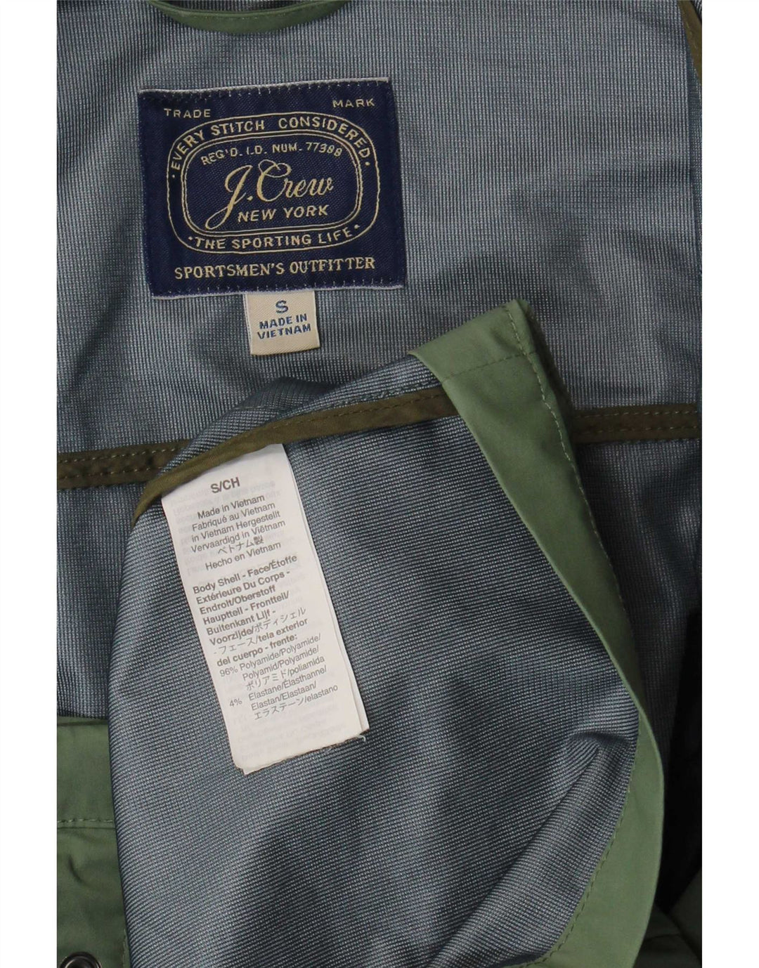 J. Crew Mens Hooded Utility Jacket UK 36 Small Green Polyester