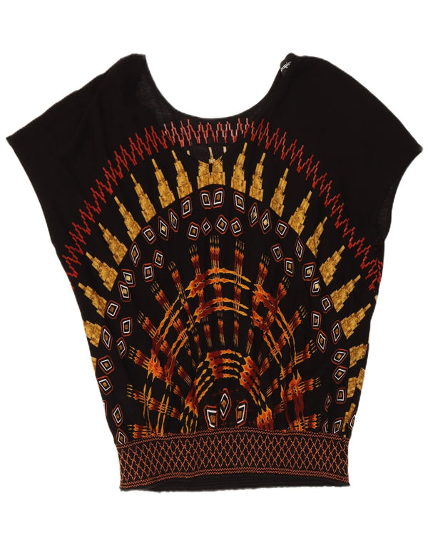Desigual Womens Blouse Top UK 16 Large Black Geometric