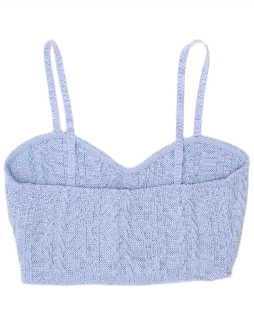Zara Womens Knit Crop Top UK 8 Small Blue Polyester