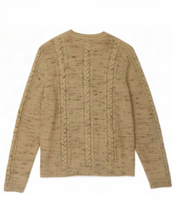 Moschen Modell Mens Cardigan Sweater IT 52 Large Beige Flecked New Wool