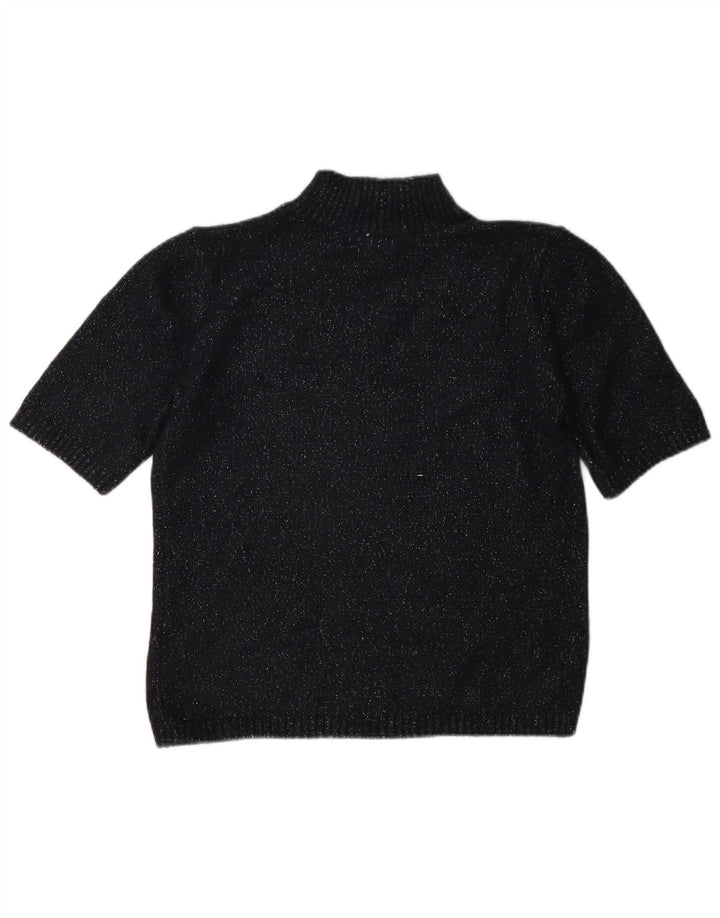 Marks & Spencer Womens Turtle Neck Jumper Sweater UK 10 Small Black Flecked