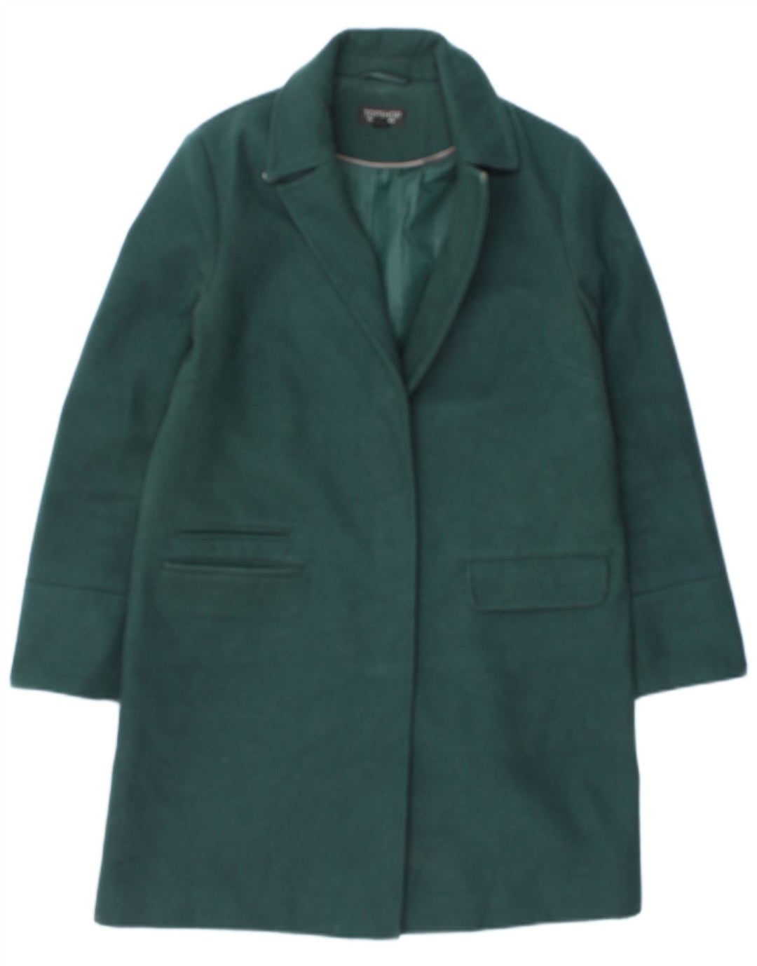 Topshop Womens Overcoat UK 8 Small Green Polyester