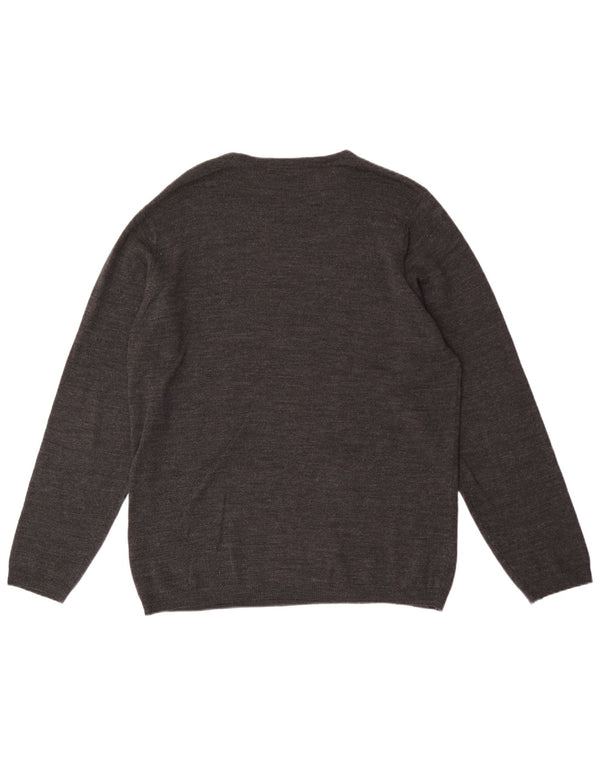 Marks & Spencer Mens Crew Neck Jumper Sweater Medium Grey Acrylic