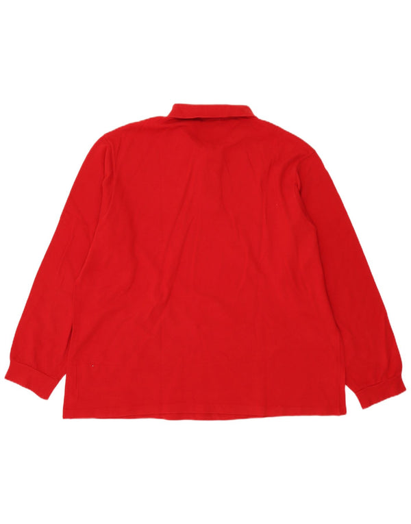 Lacoste Mens Long Sleeve Polo Shirt Size 8 3XL Red Cotton
