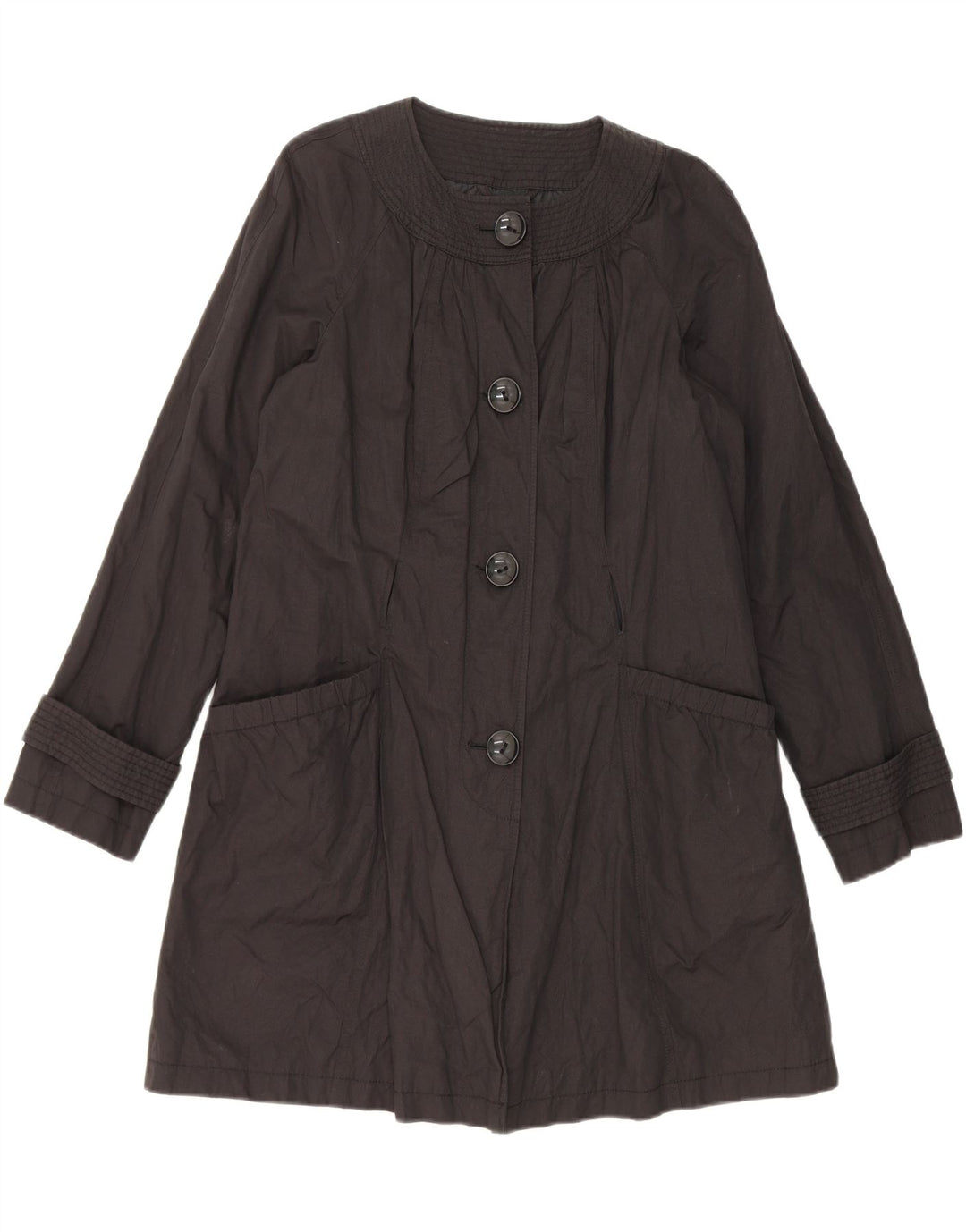 Trench autografato da donna Marks & Spencer UK 14 cotone nero medio