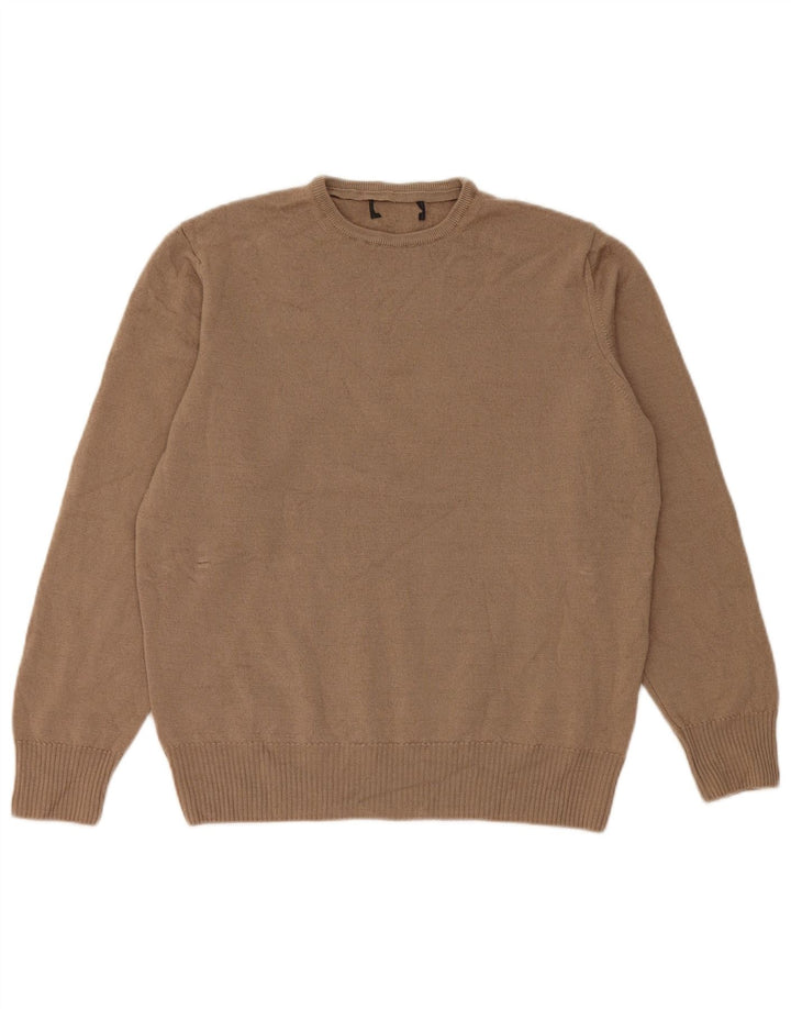 Vintage Womens Crew Neck Jumper Sweater UK 14 Medium Beige