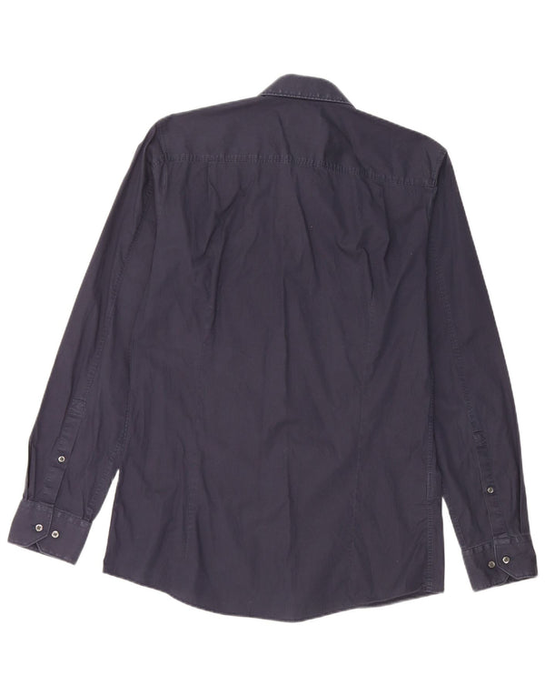 Hugo Boss Mens Extra Slim Fit Shirt Size 40 Medium Navy Blue Cotton