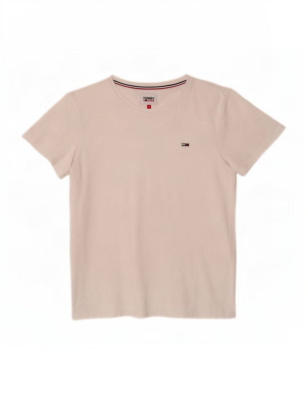 Tommy Hilfiger Damen T-Shirt Top UK 12 Mittelweiße Baumwolle