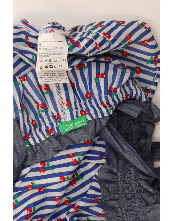 Benetton Womens Crop Cami Top UK 14 Medium Blue Striped Cotton
