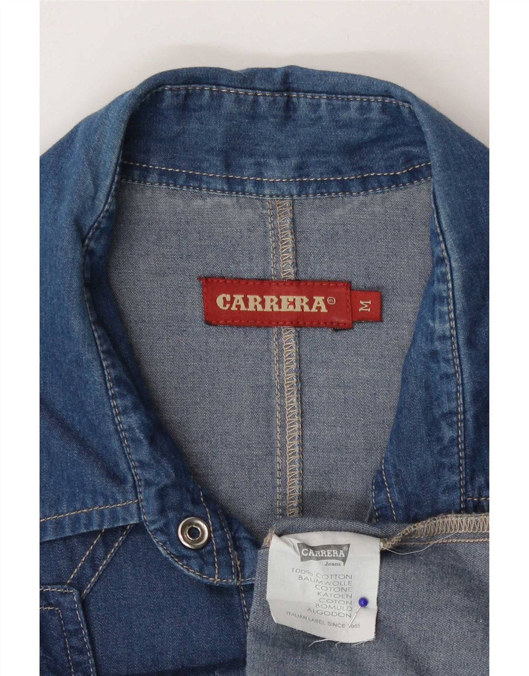 Carrera Womens Denim Shirt UK 12 Medium Blue Cotton