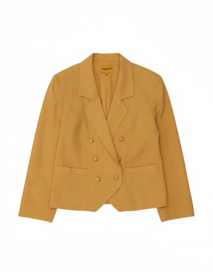 Vintage Dame Dobbeltradet Blazer Jacket IT 40 Lille Gul