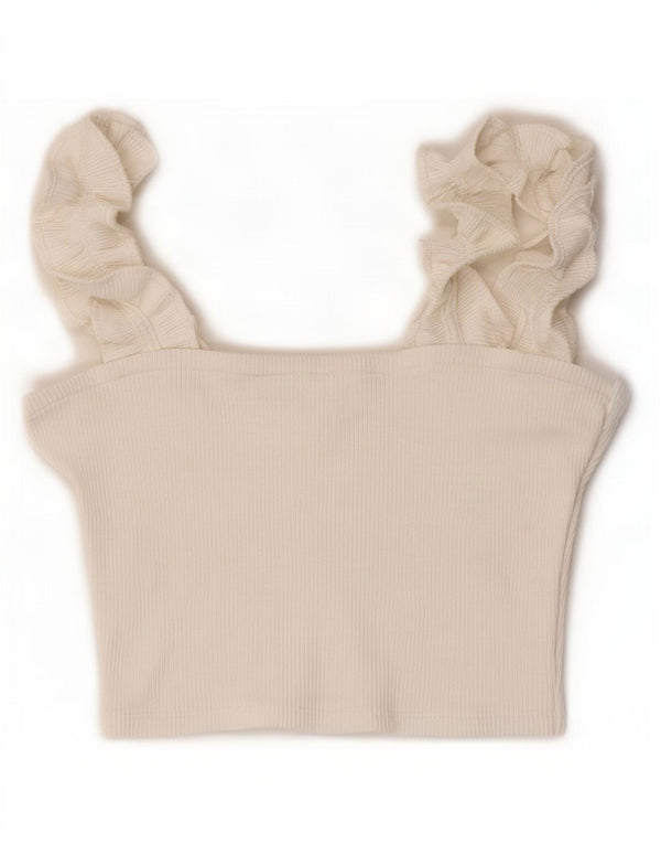 Zara Womens Crop Top UK 12 Medium White Polyester