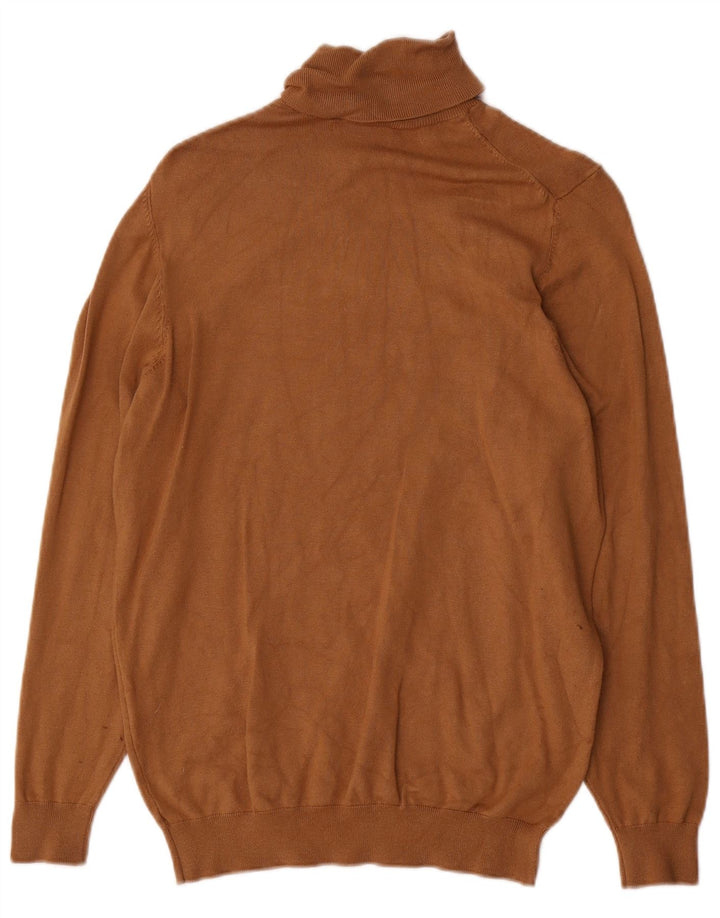 Zara Dame Rullehals Sweater UK 10 Small Brown Viscose