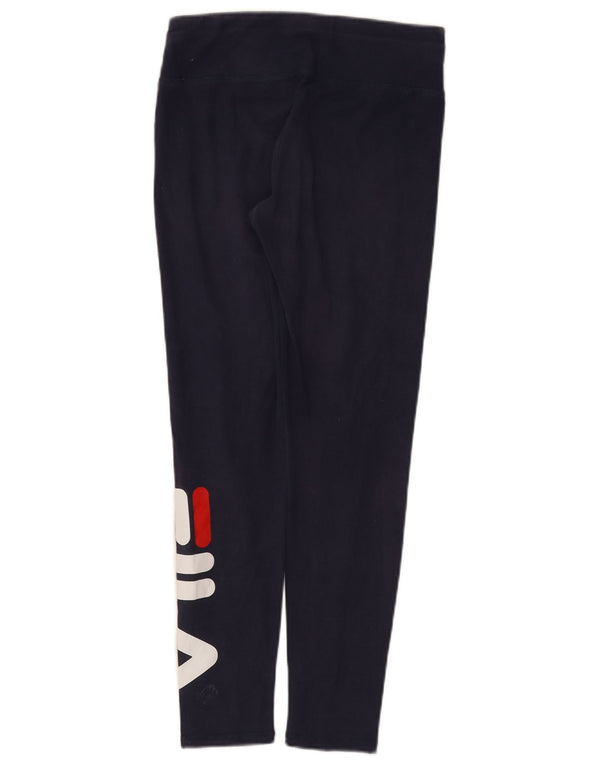 Fila Womens Graphic Leggings UK 10 Small Marineblau Baumwolle