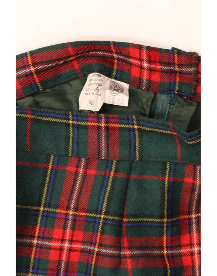 Vintage Womens Pencil Skirt IT 42 Medium W28  Green Plaid Wool