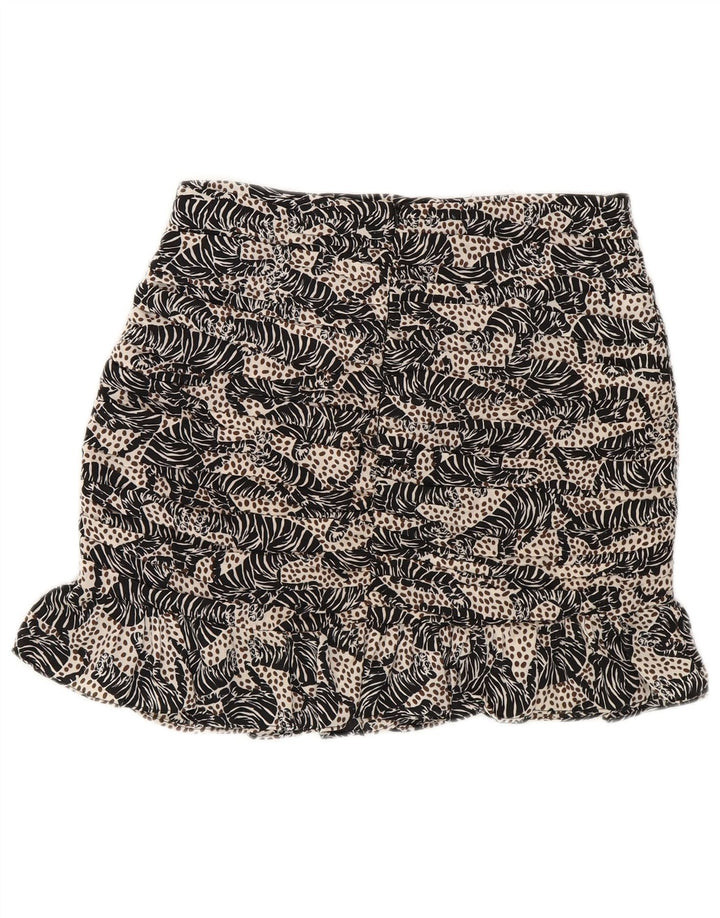 Zara Womens Mini Skirt XS W24  Black Animal Print Polyester