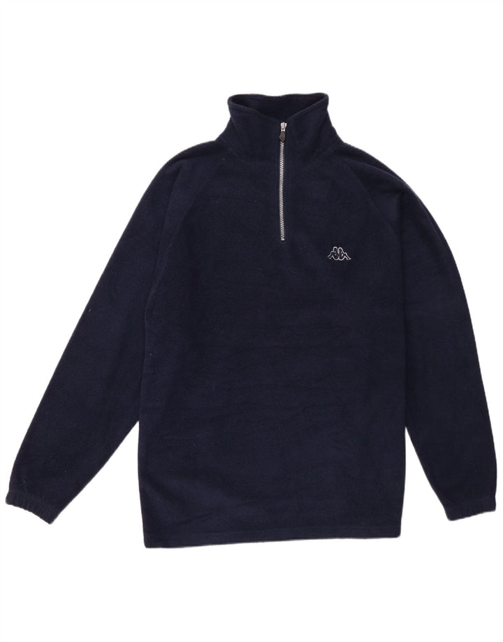 Maglione in pile da uomo Kappa con zip e collo piccolo in poliestere blu navy