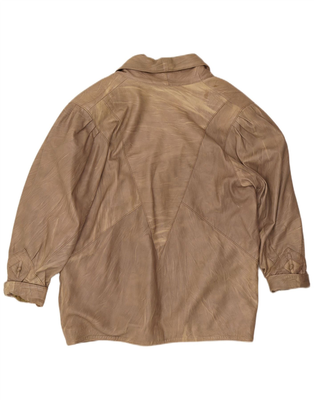 Vintage læderjakke til kvinder UK 14 Medium Beige Læder
