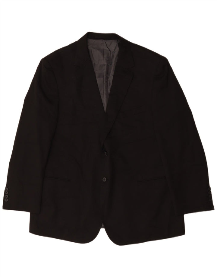 Marks & Spencer Mens 2 Button Blazer Jacket UK 48 2XL Black Polyester