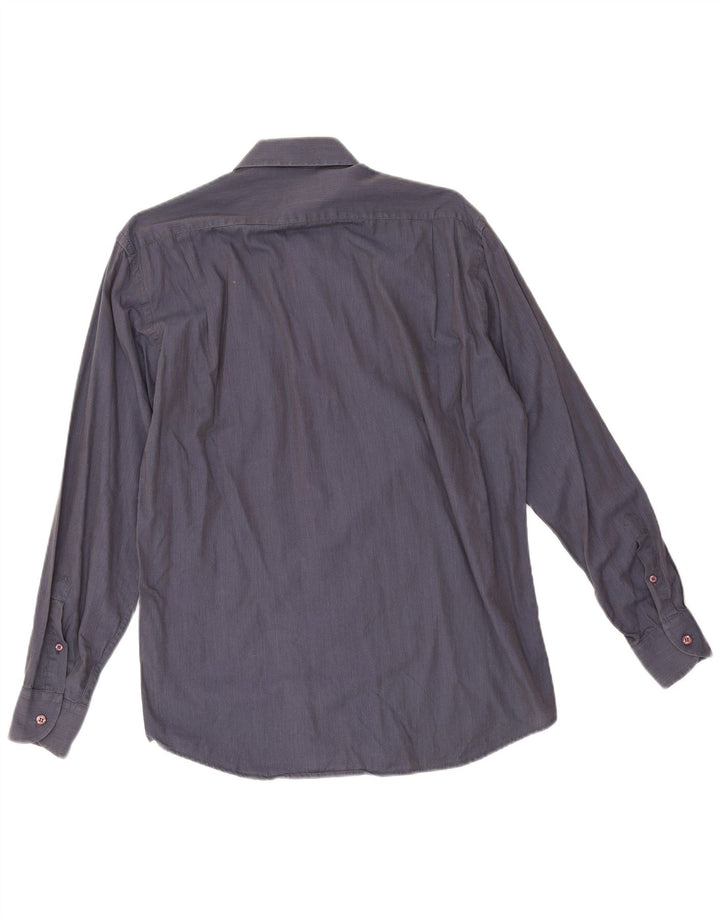 Gianfranco Ferre Mens Shirt Size 39 15 1/2 Medium Navy Blue Cotton