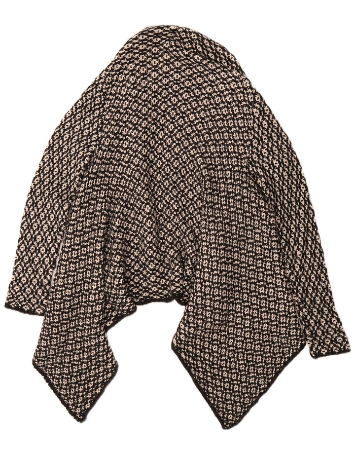 ZARA Womens Asymmetric Open Cardigan Sweater UK 14 Medium Black Geometric
