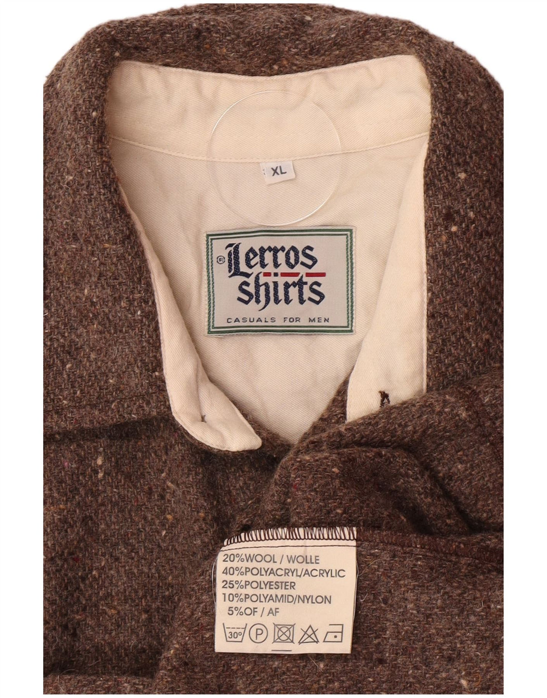 Lerros Mens Overshirt Shirt XL Brown Flecked Acrylic