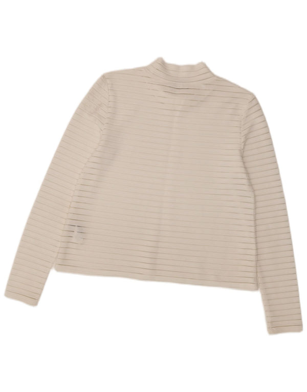 Marks & Spencer Dametop Langærmet UK 10 Small White Pinstripe