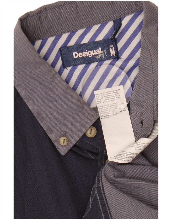 DESIGUAL Herren-Grafikhemd aus mittelblauer, marineblauer Colourblock-Baumwolle