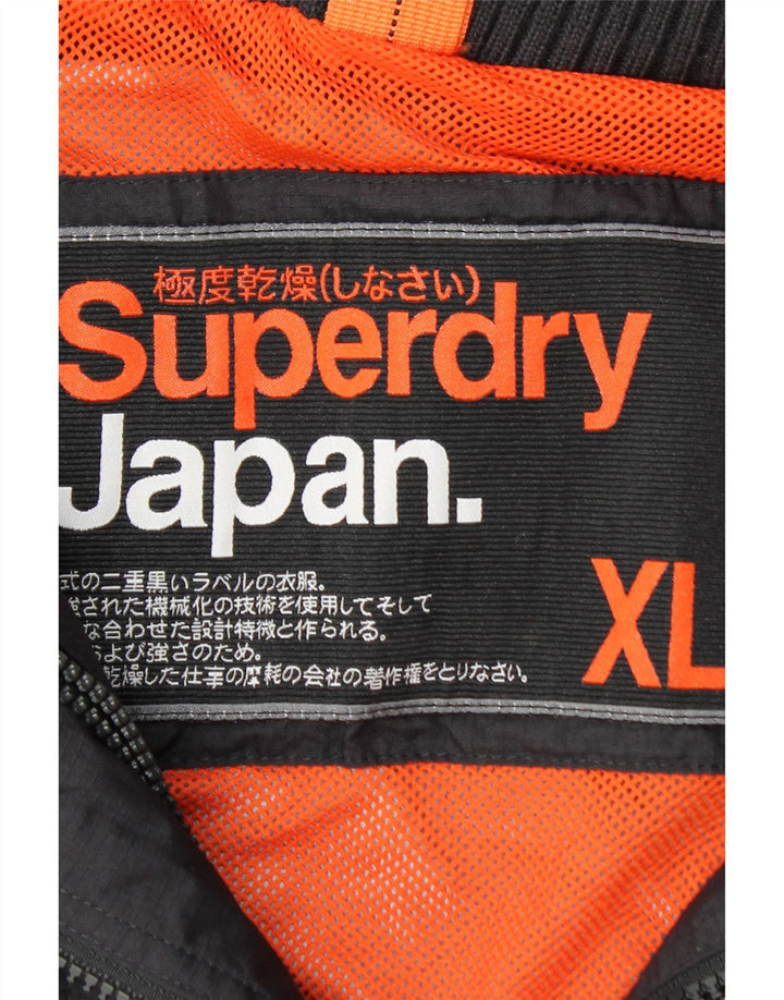 SUPERDRY Damen-Regenjacke mit Grafik, UK 18, XL, schwarzes Nylon