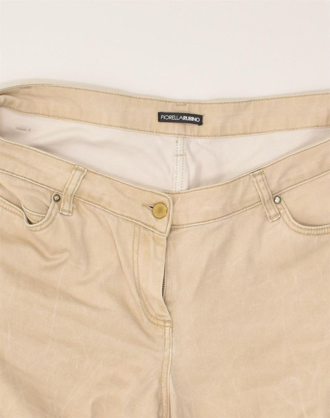 FIORELLA RUBINO Womens Slim Chino Trousers UK 16 Large W34 L29  Beige | Vintage Fiorella Rubino | Thrift | Second-Hand Fiorella Rubino | Used Clothing | Messina Hembry 