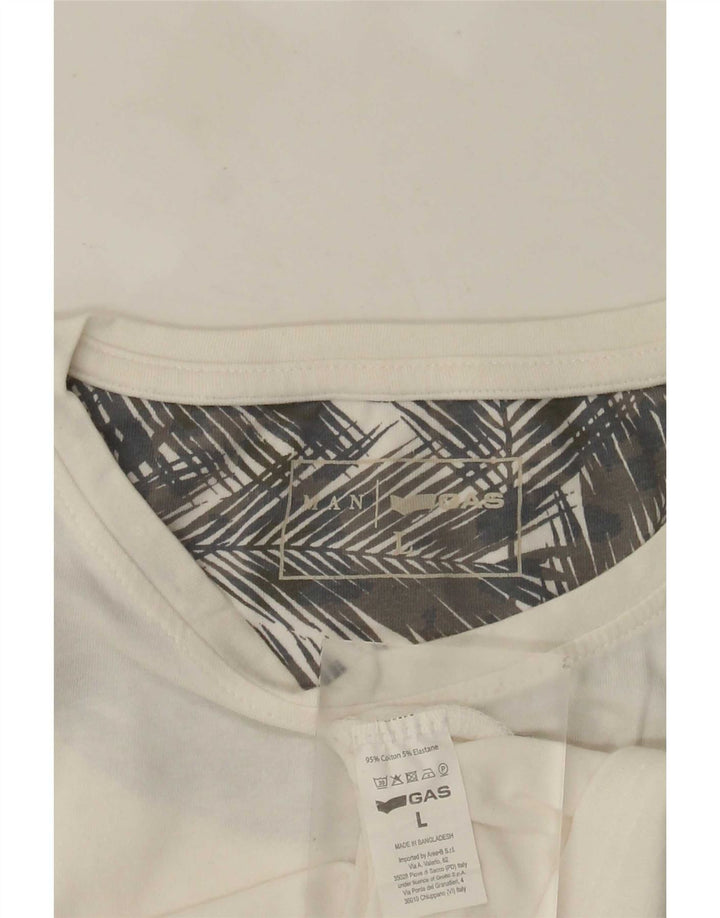 Gas Mens Graphic T-Shirt Top Large White Cotton