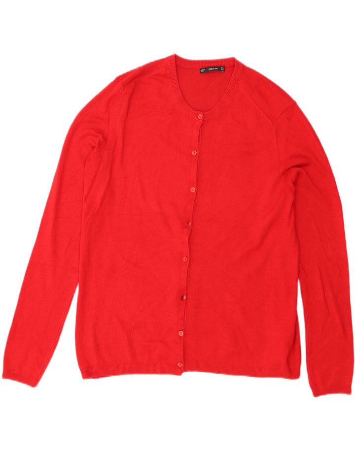 Zara Womens Cardigan Sweater UK 14 Large Red Viscose