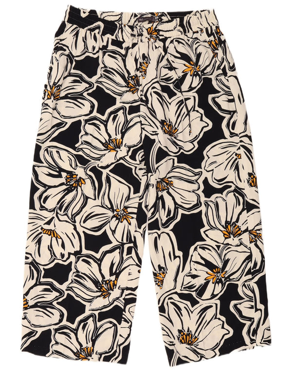 Calça casual feminina Marks & Spencer UK 18 XL W38 L28 preta floral