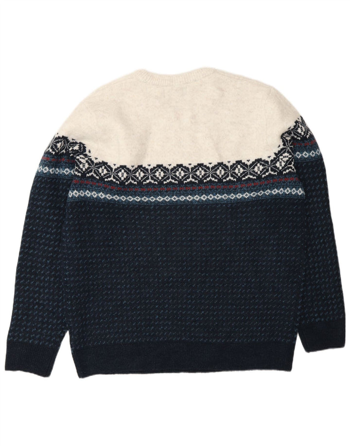 Marks & Spencer Mens Crew Neck Jumper Sweater Large Turquoise Fair Isle