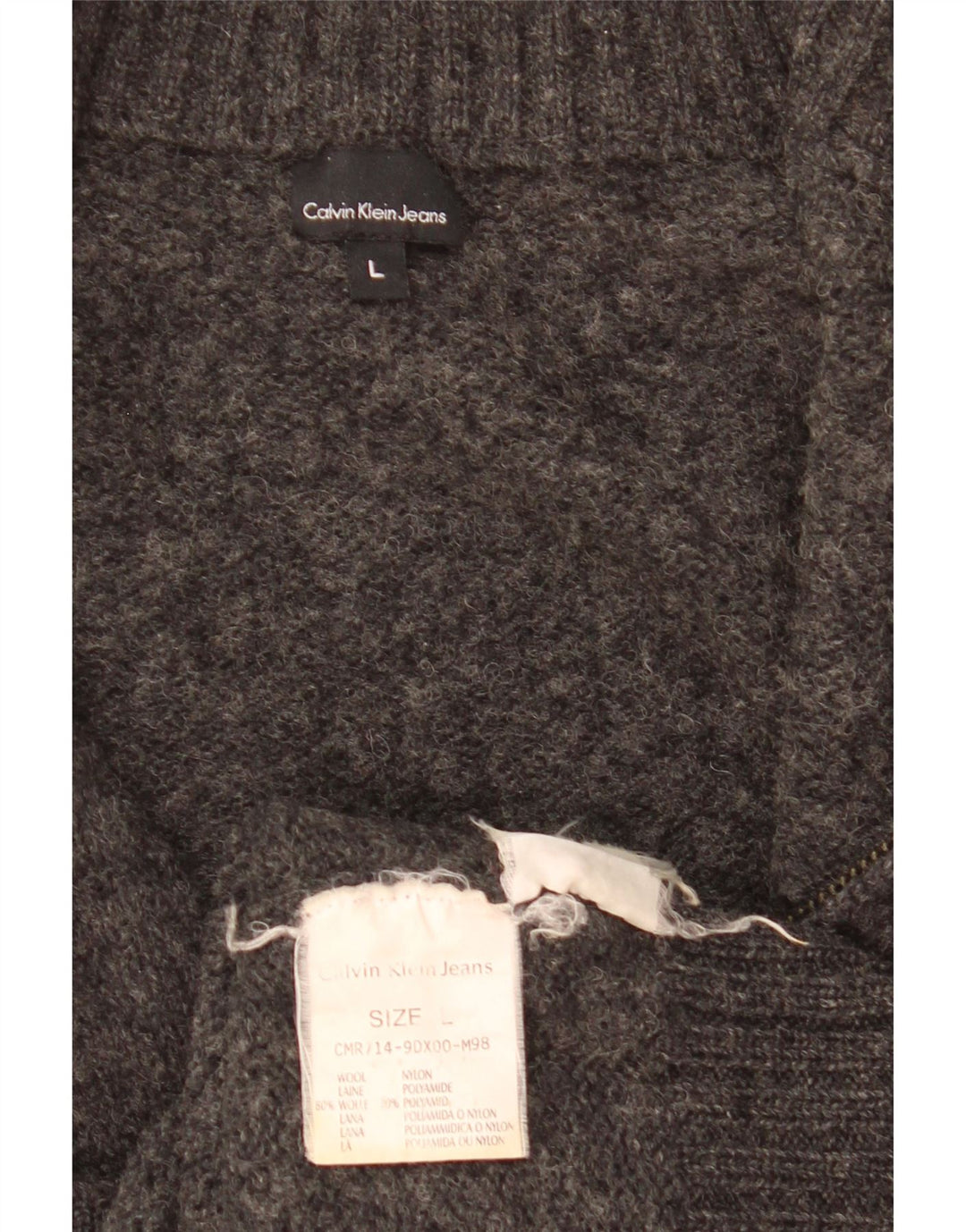 Calvin Klein Womens Cardigan Sweater UK 16 Large Grey Wool