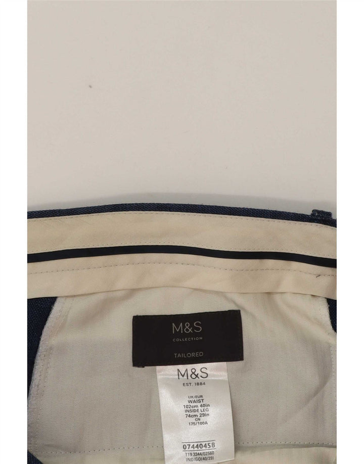 Marks & Spencer Mens Tailored Fit Suit Trousers W40 L29 Blue Classic
