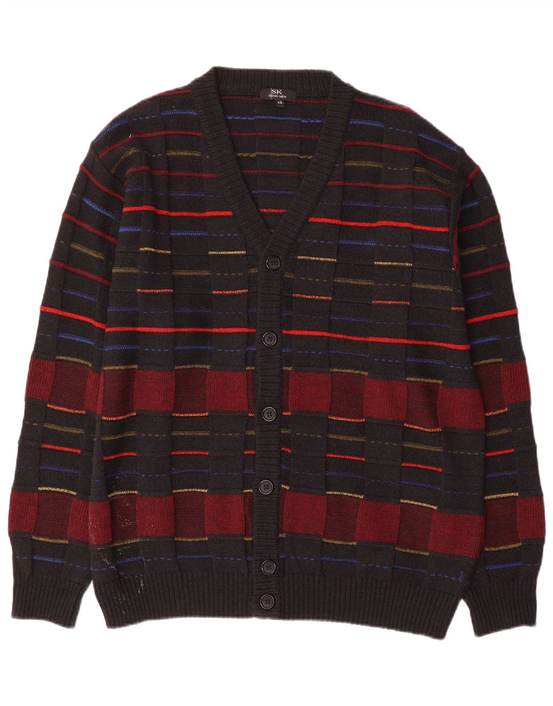 Vintage Mens Cardigan Sweater IT 48 Medium Black Check Wool