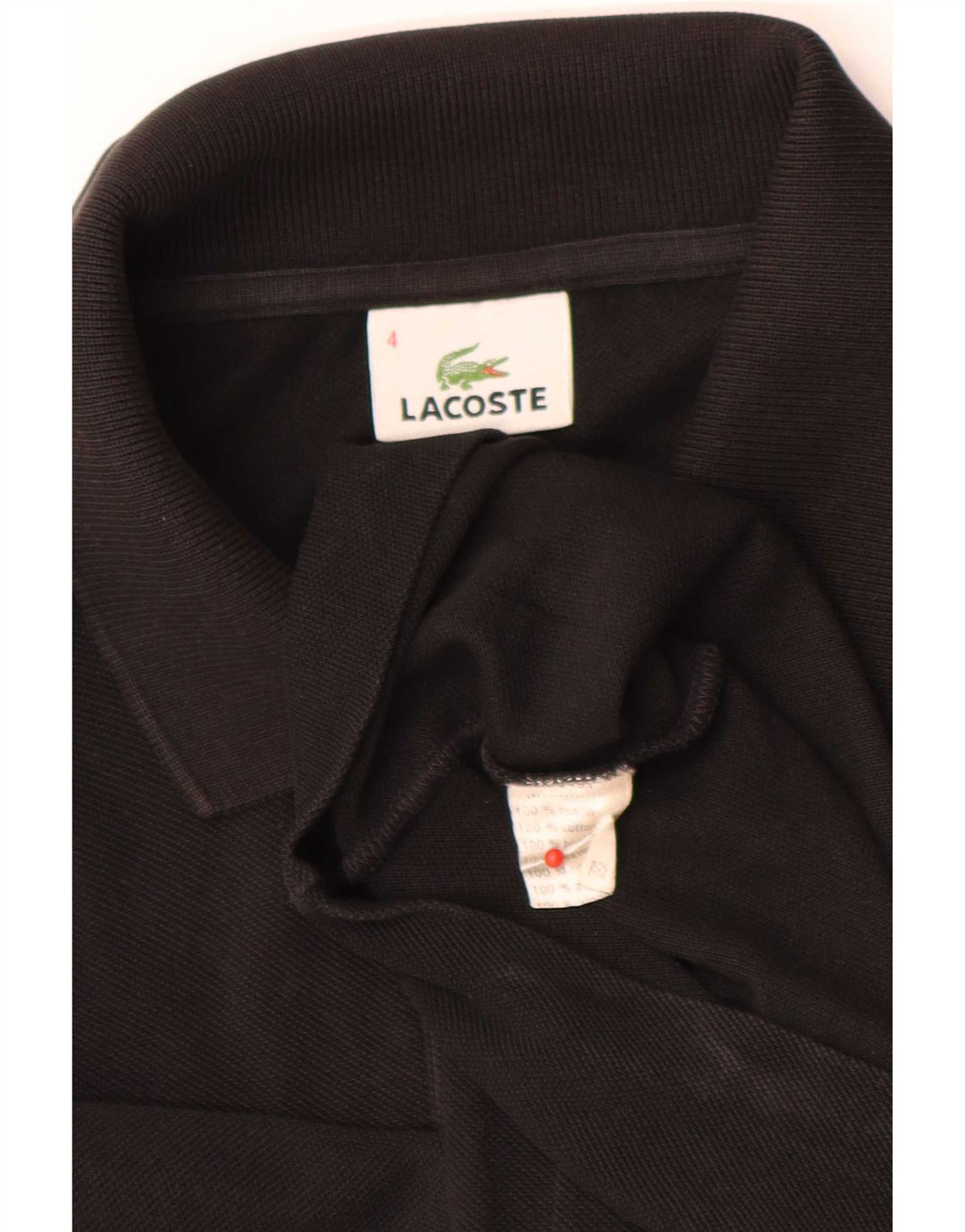 Lacoste Mens Long Sleeve Regular Fit Polo Shirt Size 4 Medium Black Cotton
