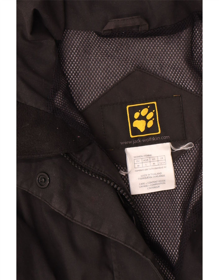 Jack Wolfskin Womens Rain Jacket UK 12/14 Medium Black Polyester
