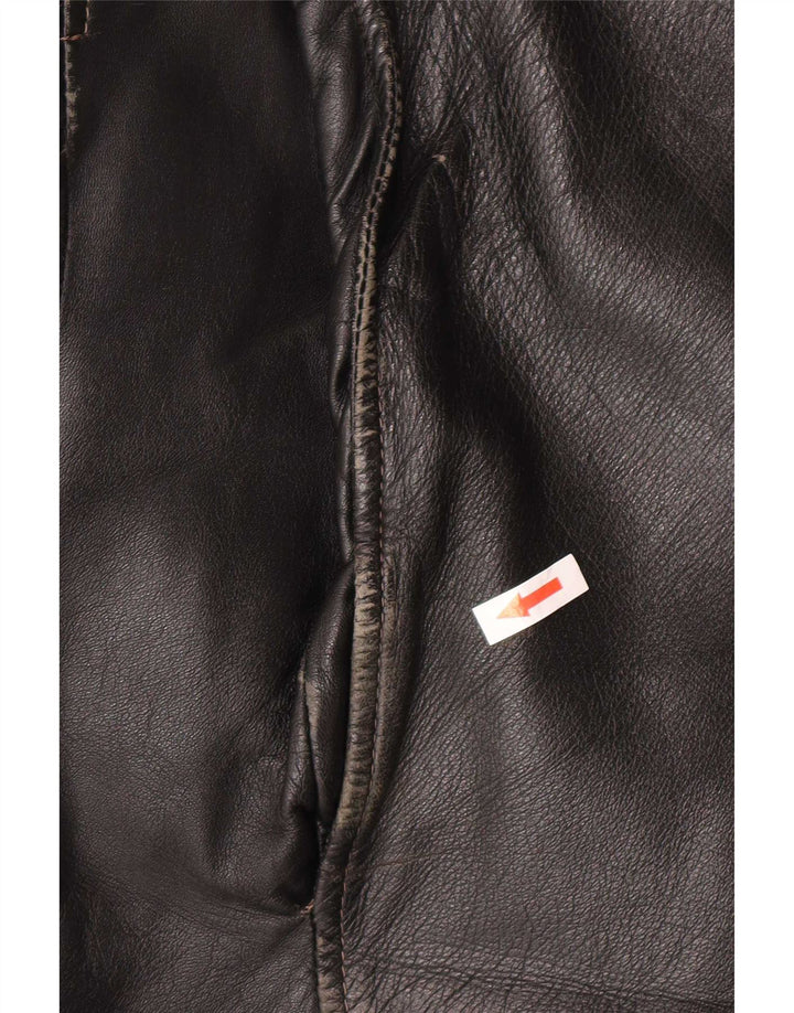 Jaqueta de couro masculina vintage UK 40 grande preta